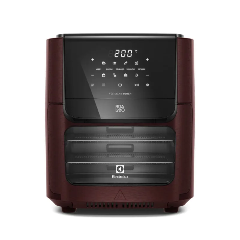 Air Fryer Oven Electrolux Rita Lobo 12L Digital Vermelha Escura c/ Espeto e Grelhas Antiaderente (EAF91) 220V
