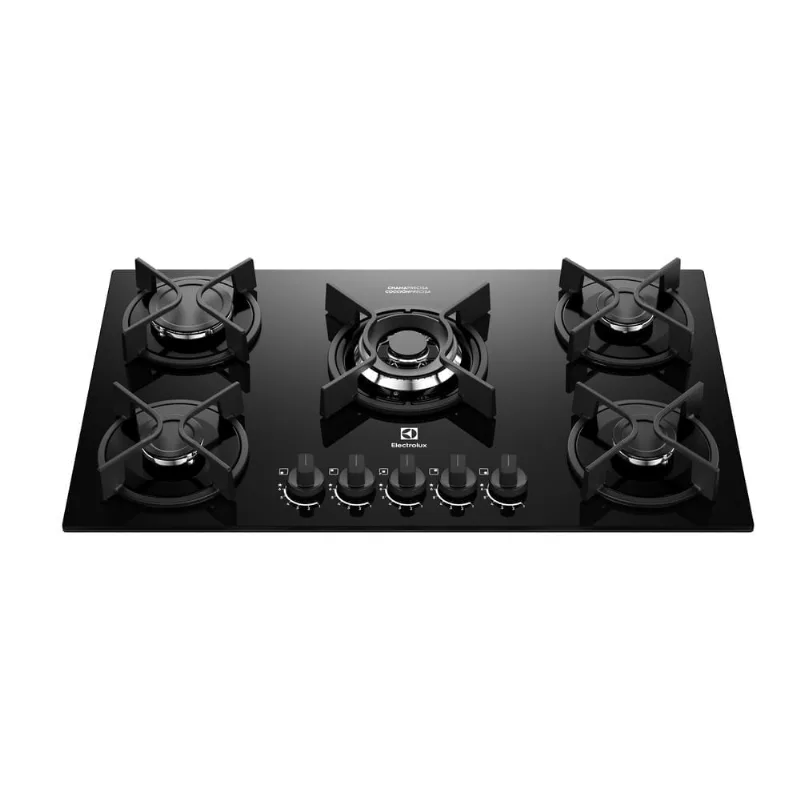 Cooktop 5 Bocas a Gás Electrolux Mesa Vidro Experience ChamaPrecisa, Multi Chama e Grade de Ferro Fundido (KE5GC) Bivolt