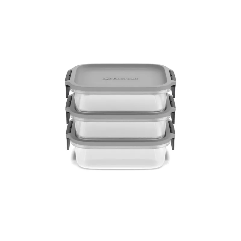 Potes Herméticos de Plástico Electrolux Cinza 3 Unidades Empilháveis Modulares - Electrolux