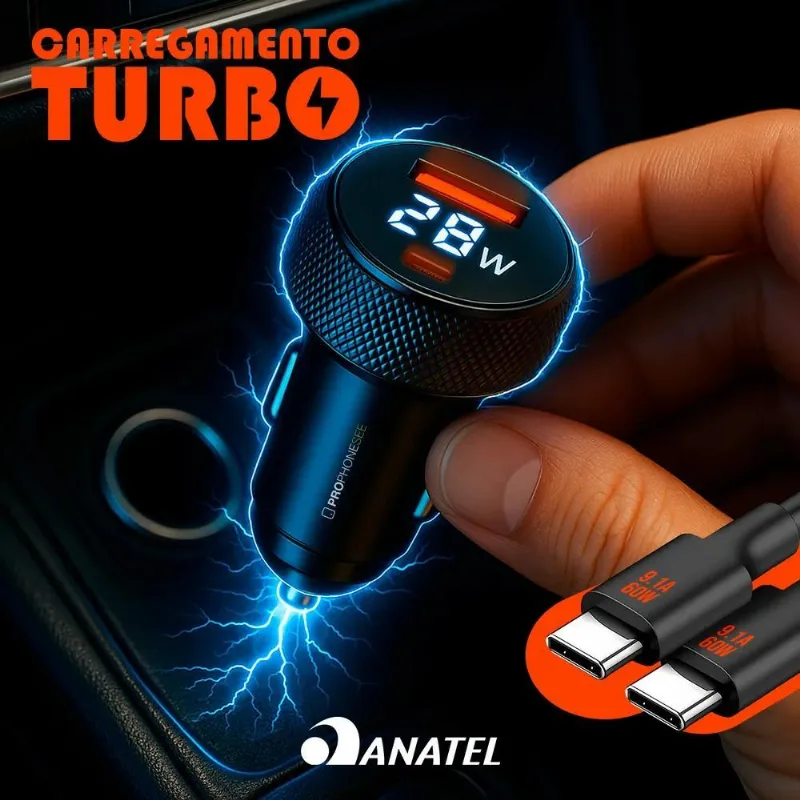 Kit Tomada Usb Veicular Carregador Turbo Carro Plug Acendedo