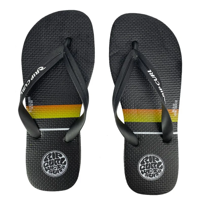 Chinelo Rip Curl Stacked Logo Preto E Laranja