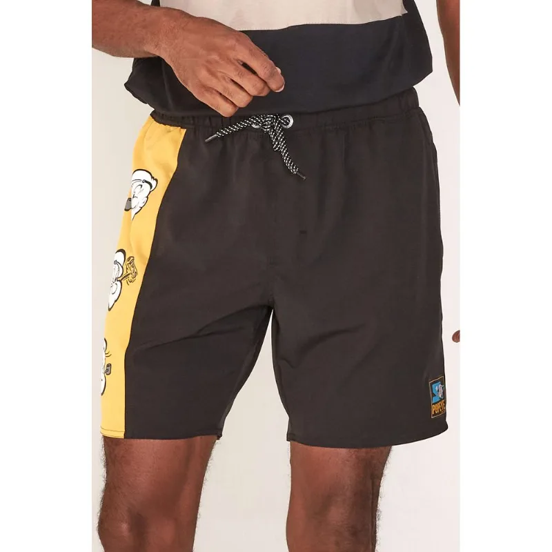 Bermuda Starter Sintética Collab Popeye Preta Com Amarela - G