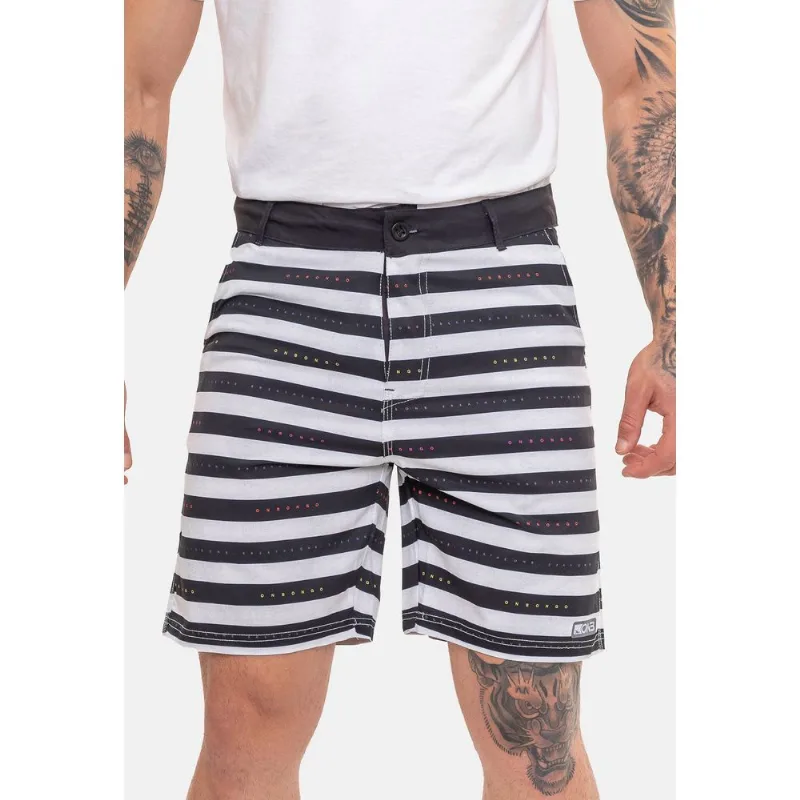 Boardshort Onbongo Híbrido Listrado Preto Com Branco - 42