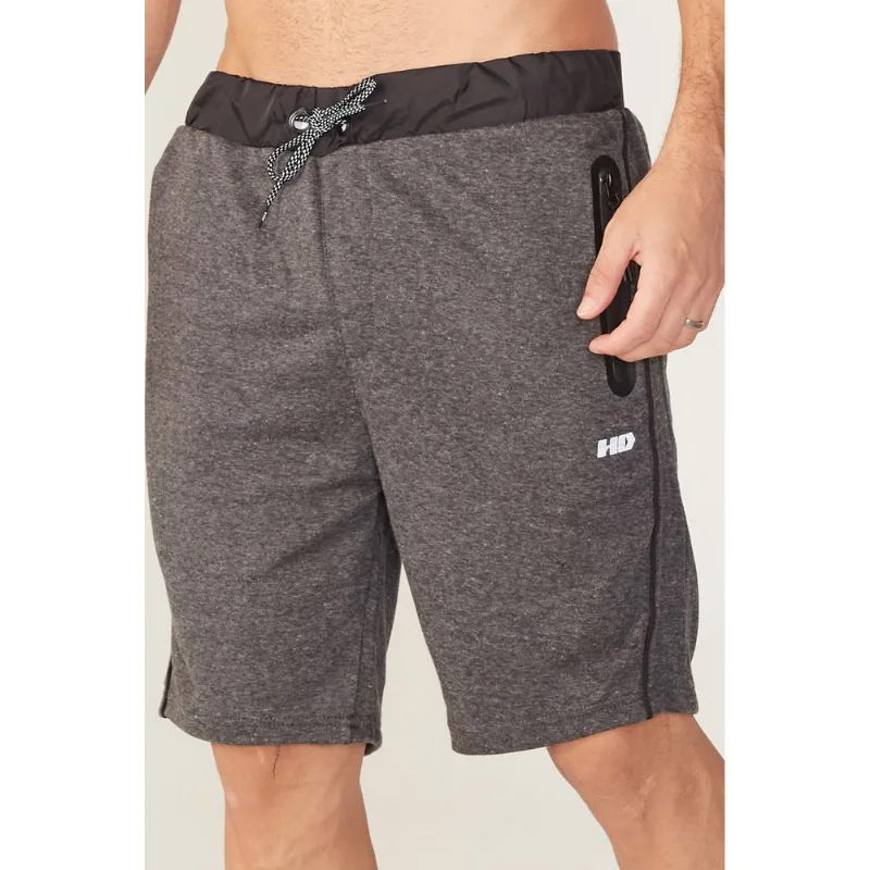 Bermuda HD Moletom Preta Mescla - G