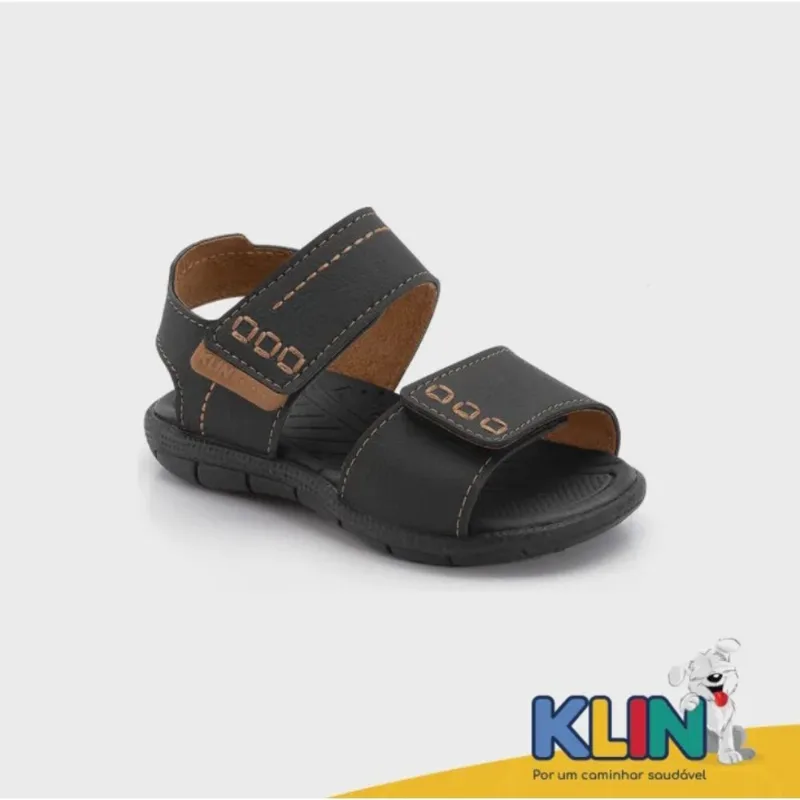 Sandália Infantil Tic Tac Casual Basic Cor Preta 171136 - Klin
