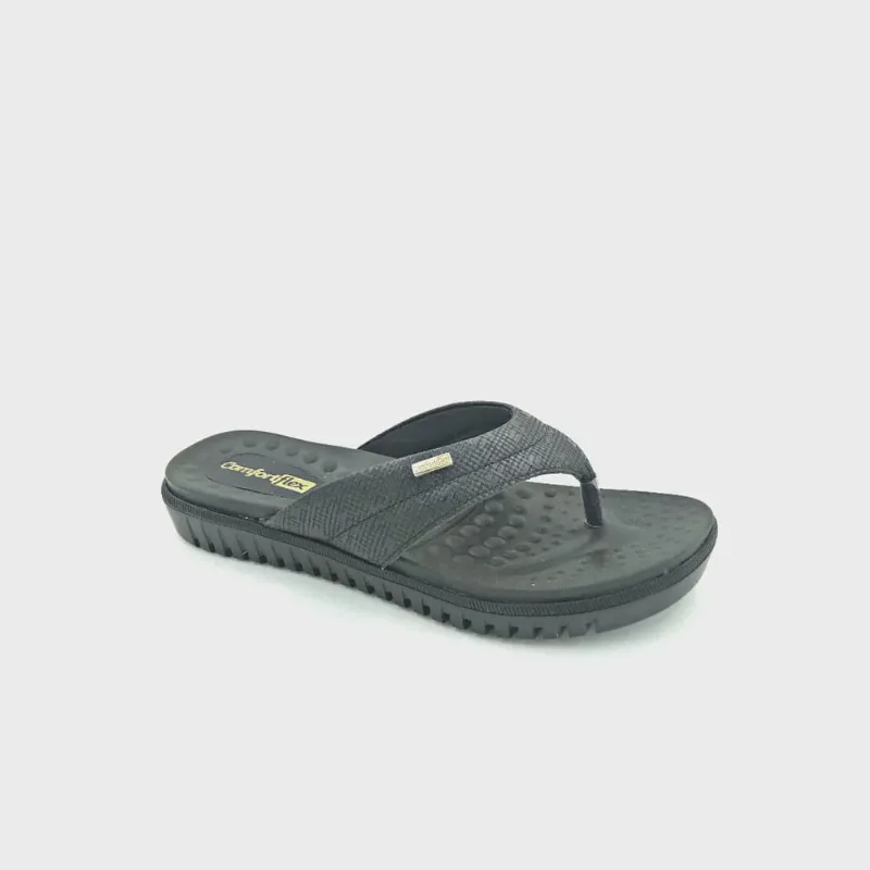 Tamanco Rasteiro Comfortflex Couro Preto 2045401