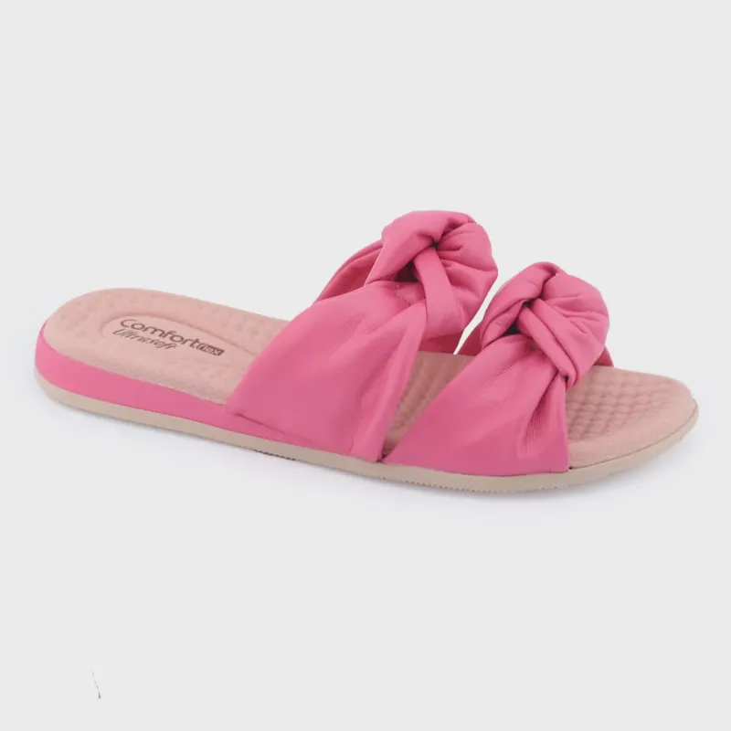 Chinelo fem Comfortflex Comfy 21-44404 tiras fofas SlipOn nó