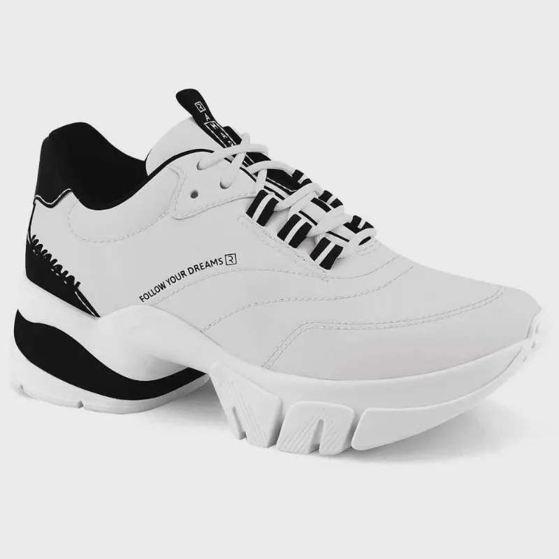 Tênis Casual Feminino Chunky Branco Preto Ramarim 2380109-0004
