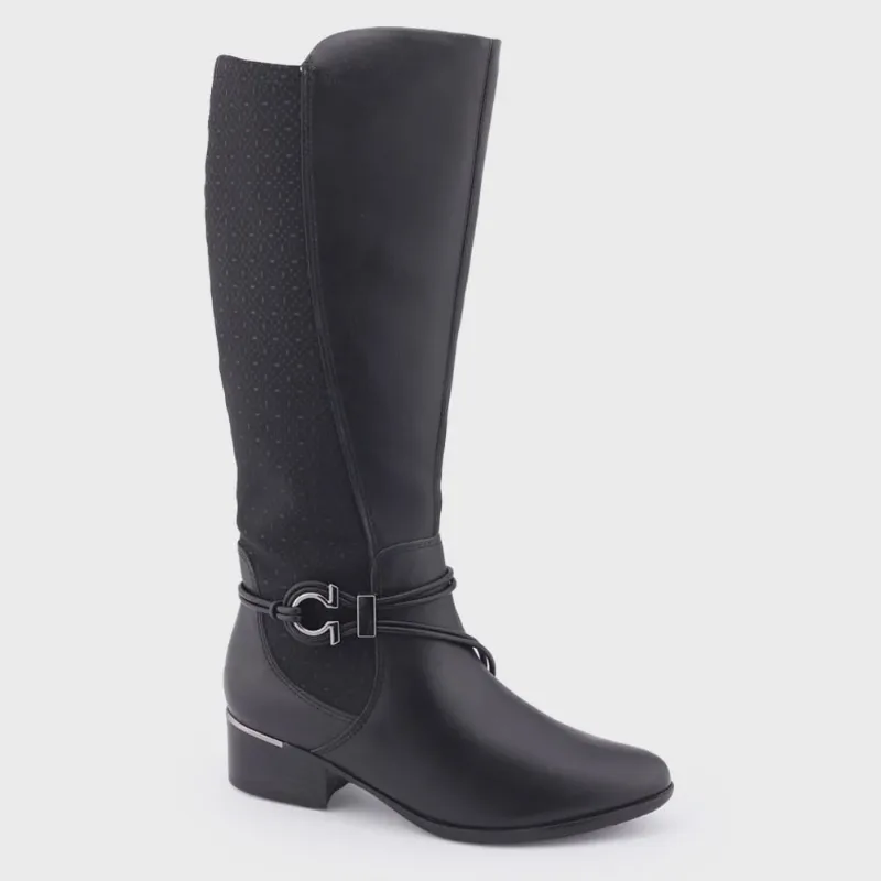 Bota Feminina Comfortflex 22-69304 baixa cano longo neoprene