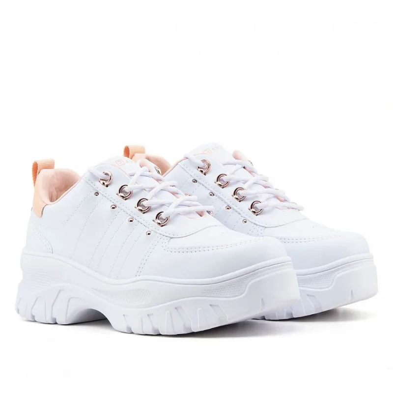 Tênis Fem Ramarim Chunky Tratorado Branco/Pêssego 22-86202
