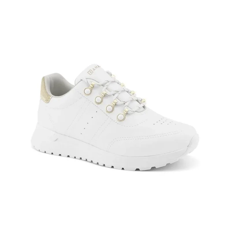 Tênis Fem Ramarim Jogging Flatform Branco/Dourado 22-78204