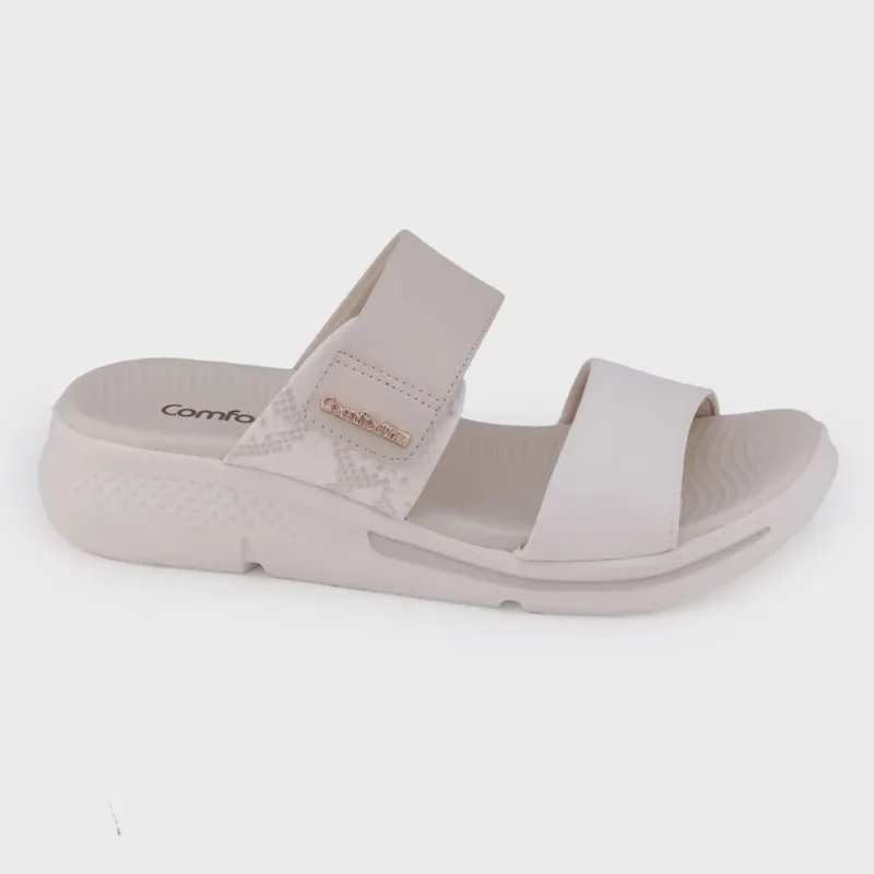 Chinelo feminino Comfortflex 22-68402 Alto Marfim SlipOn