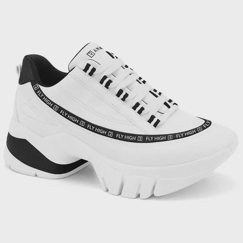 Tênis Feminino Chunky Fly High Branco Preto Ramarim 2380104-0019
