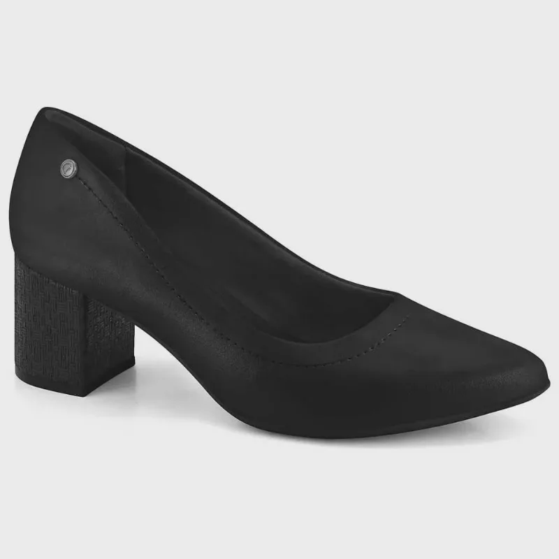 Scarpin Feminino Salto Bloco Napa Preto Comfortflex 2354321-0009