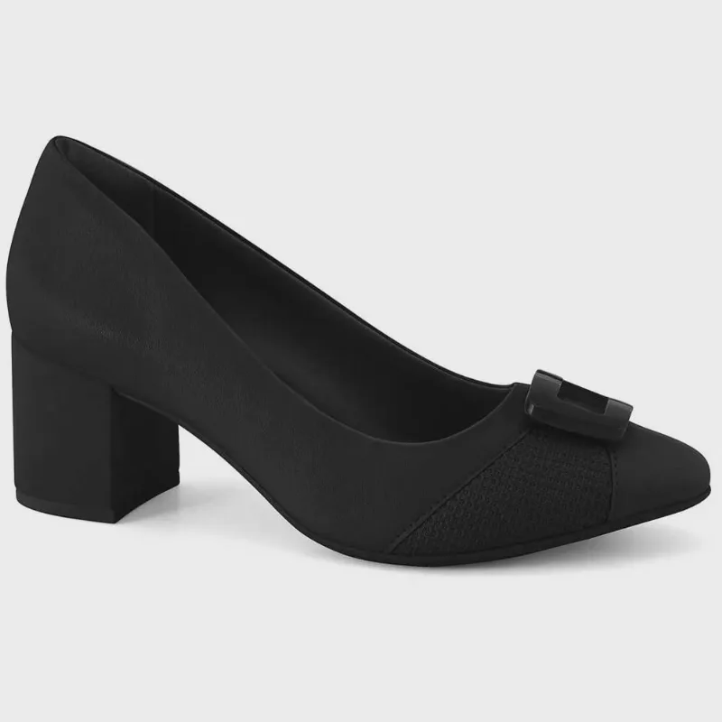 Scarpin Feminino Salto Bloco Preto Comfortflex 2354403-0002