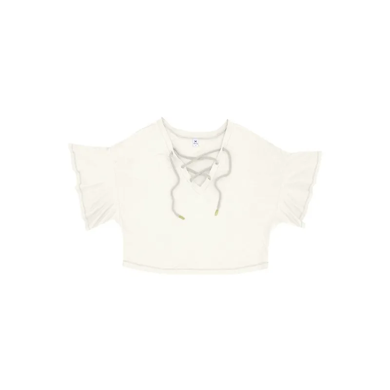 Blusa Feminina Decote Em V Com Amarração - Off White G