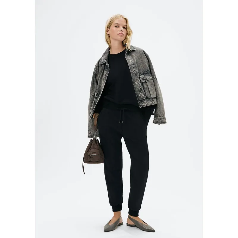 Calça Básica Feminina Jogger Em Moletom Peluciado - Preto G