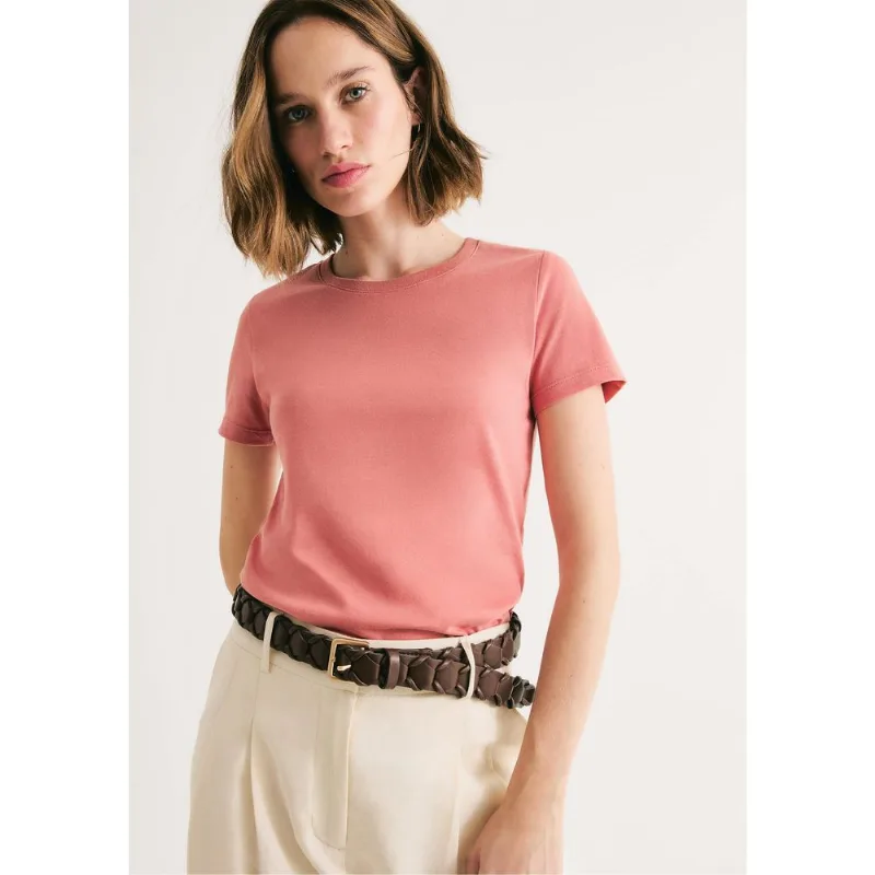 Camiseta Básica Feminina Slim World - Rosa XG