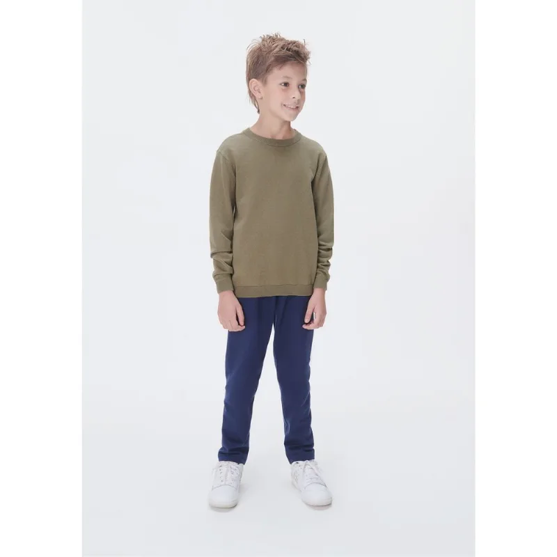Calça Básica Infantil Menino Em Moletom Tam 1 a 16 - Azul 016
