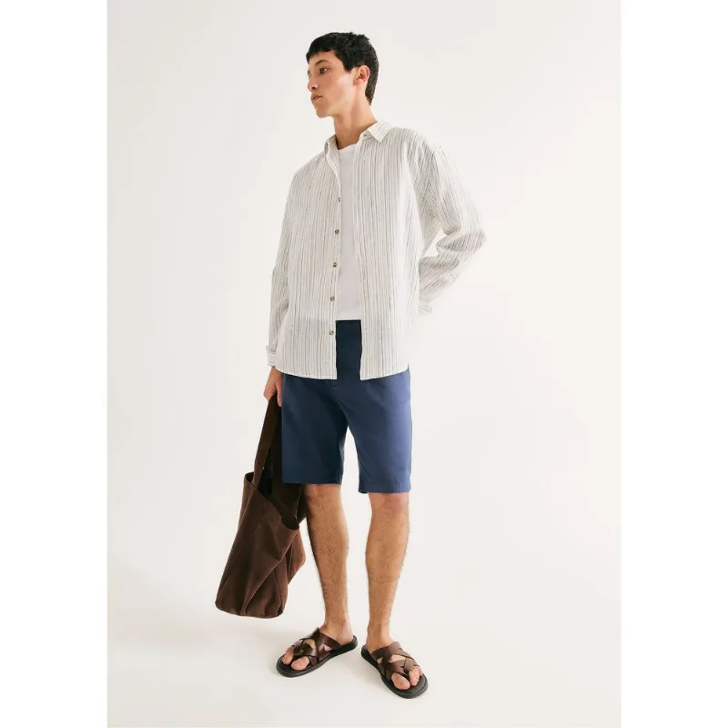 Bermuda Básica Masculina Chino Em Sarja - Azul 046