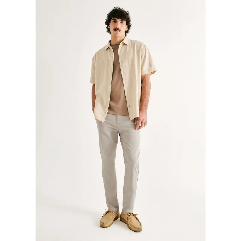 Calça Básica Masculina Chino Slim Em Sarja Com Elastano - Cinza 038