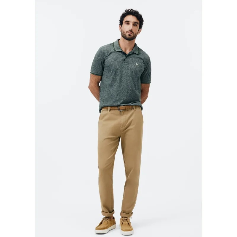 Calça Básica Masculina Chino Slim Em Sarja Com Elastano - Caqui 046