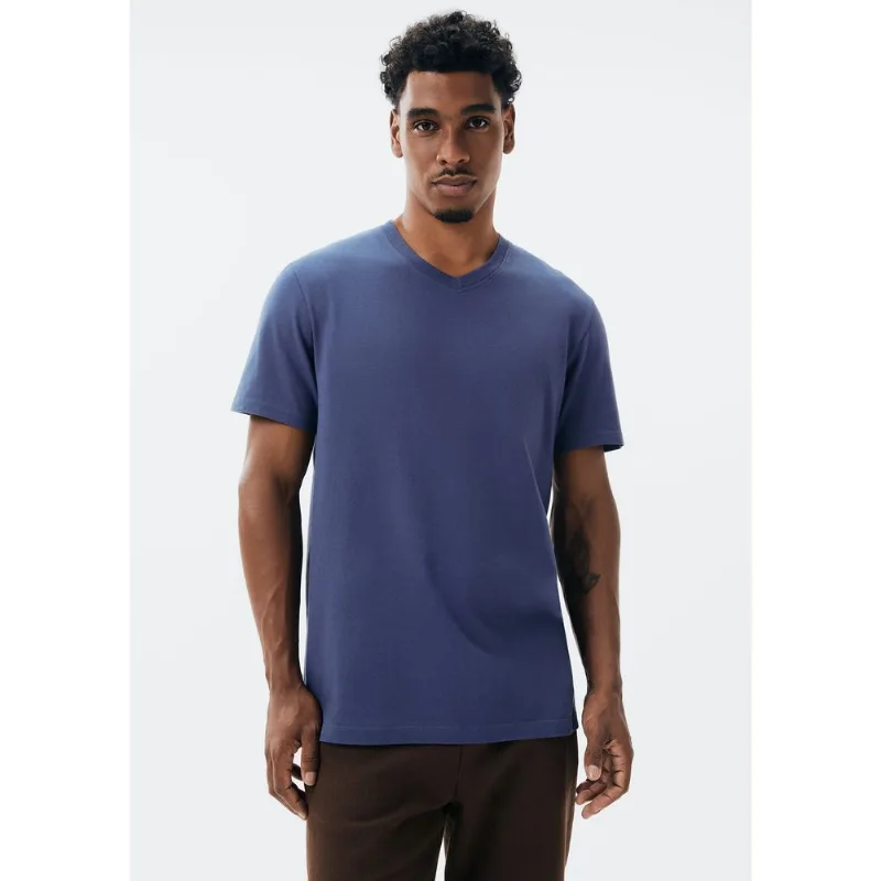 Camiseta Básica Masculina Manga Curta Gola V World - Azul XXG