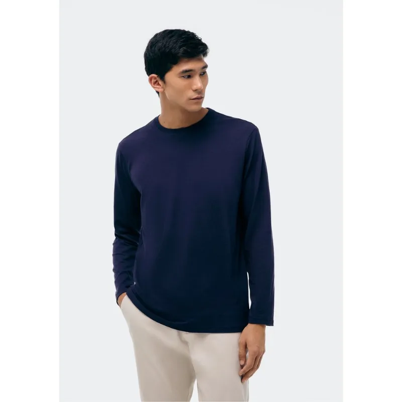 Camiseta Básica Masculina Manga Longa World - Azul EXG