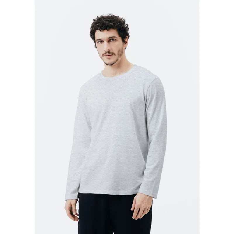 Camiseta Básica Masculina Manga Longa World - Cinza EXG