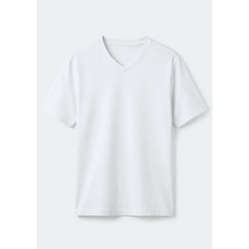 Camiseta Básica Masculina Manga Curta Gola V World - Branco EXG