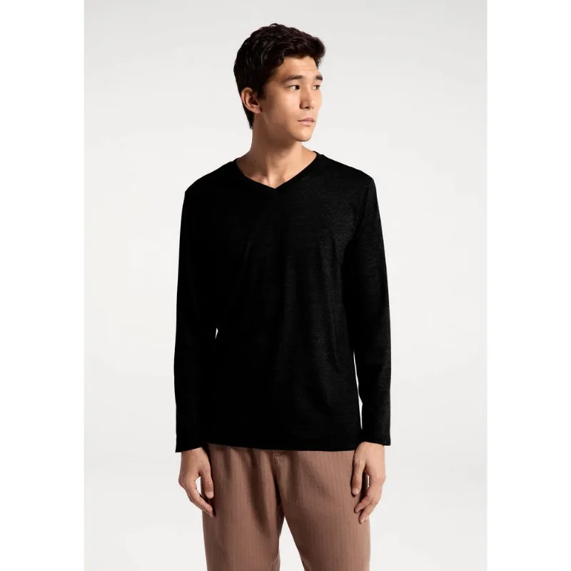 Camiseta Básica Masculina Manga Longa Gola V World - Preto EXG