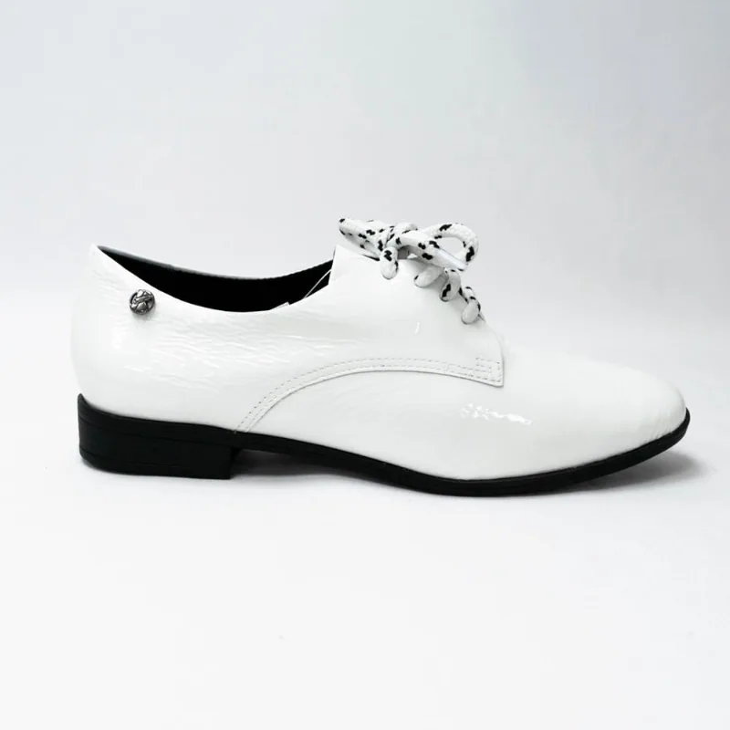 Sapato Oxford Bottero 315105 5 Show Verniz Branco/Preto