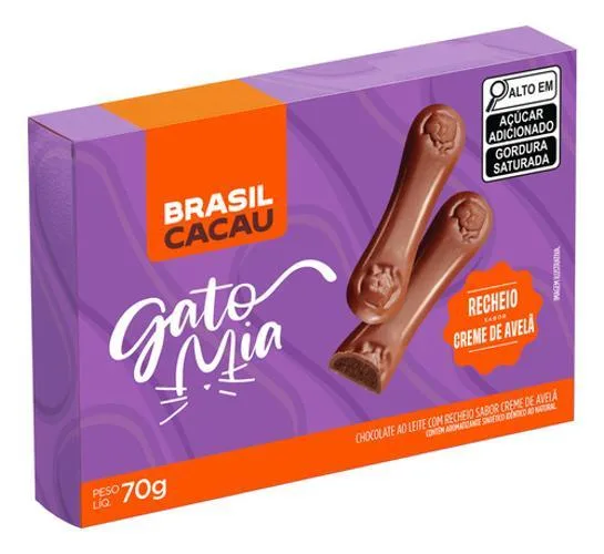 Chocolate Língua De Gato Mia Creme De Avelã Brasil Cacau 70g - Não Informado - Mercearia