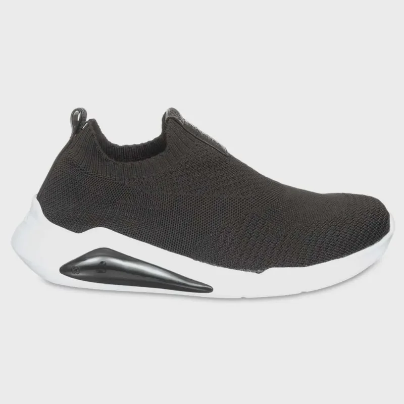 Tênis Feminino Hype Knit Slip On Preto Branco Petite Jolie PJ5517