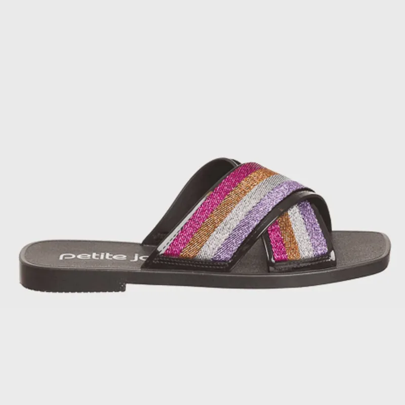 Chinelo Feminino Vibe J-Lastic Preto Lurex Petite Jolie PJ6437