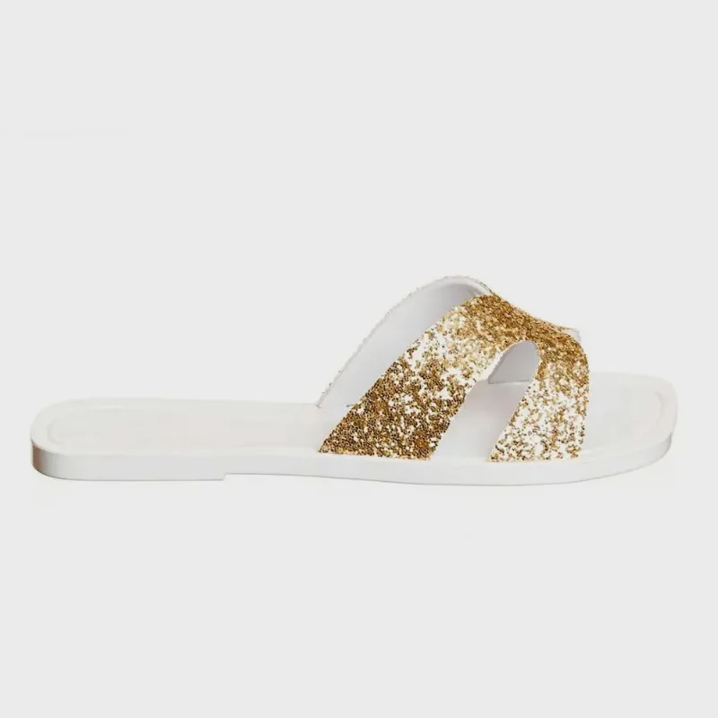 Chinelo Feminino Gaya Branco Dourado Petite Jolie PJ7073