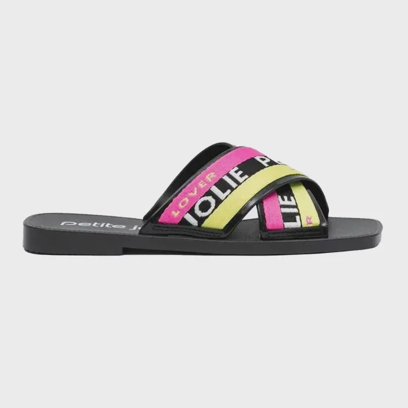Chinelo Feminino Vibe J-Lastic Preto Multicolor Petite Jolie PJ6437