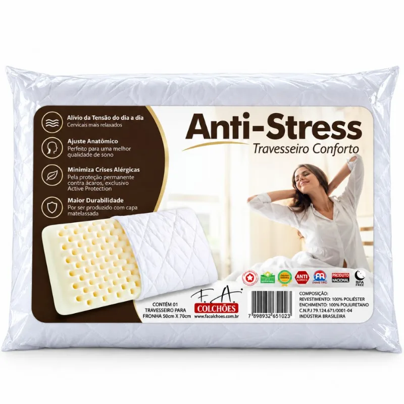 Travesseiro Anti-Stress Massageador F.A Maringá 50cm | Branco