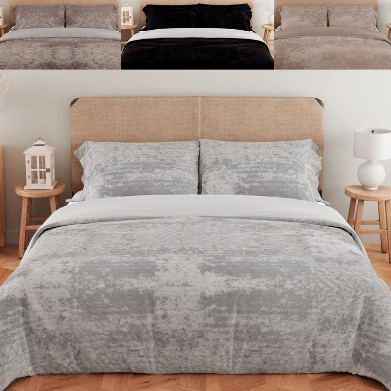 Kit Colcha Queen Cobre Leito 3 Peças Ultrasonic Aveludado com Porta Travesseiros Dupla Face 260X240cm - bf Colchões