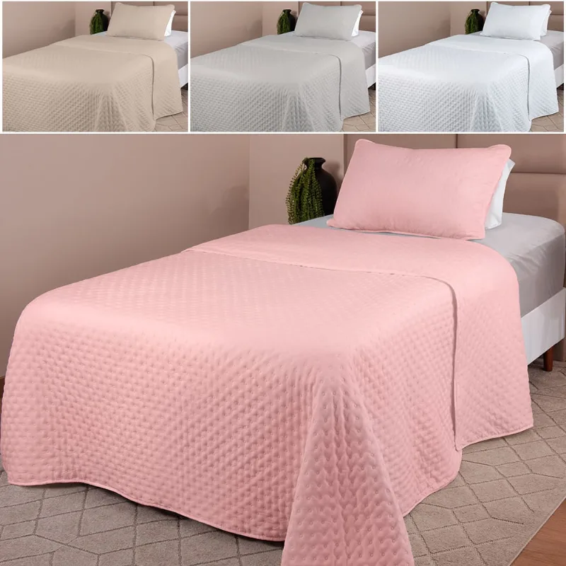 Colcha Cobre Leito Solteiro kit 2 peças Dupla Face Micro Percal Macio Ultrassônico