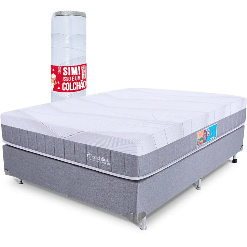 Cama Box com Colchão Casal Molas Ensacadas e Pillow Top de Espuma Viscoelástica a Vácuo Infinity Premium 138x188cm - bf Colchões - Não Disponível - Móveis