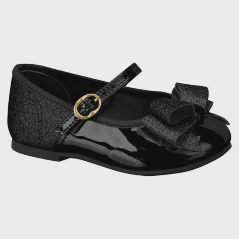 Sapatilha Infantil Feminina Boneca Verniz Glitter Preto Molekinha 2106.176