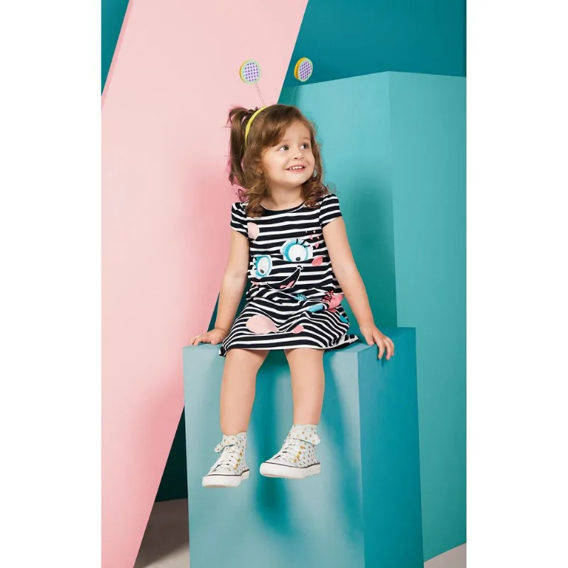Vestido Estampado Detalhe Interativo Infantil Zig Zig Zaa 2