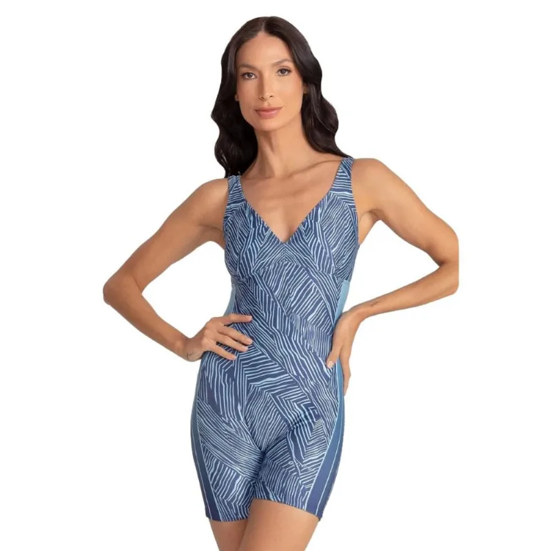 Maio Macaquinho Natação Trinys 3588 Estampado Feminino 48 / AZUL
