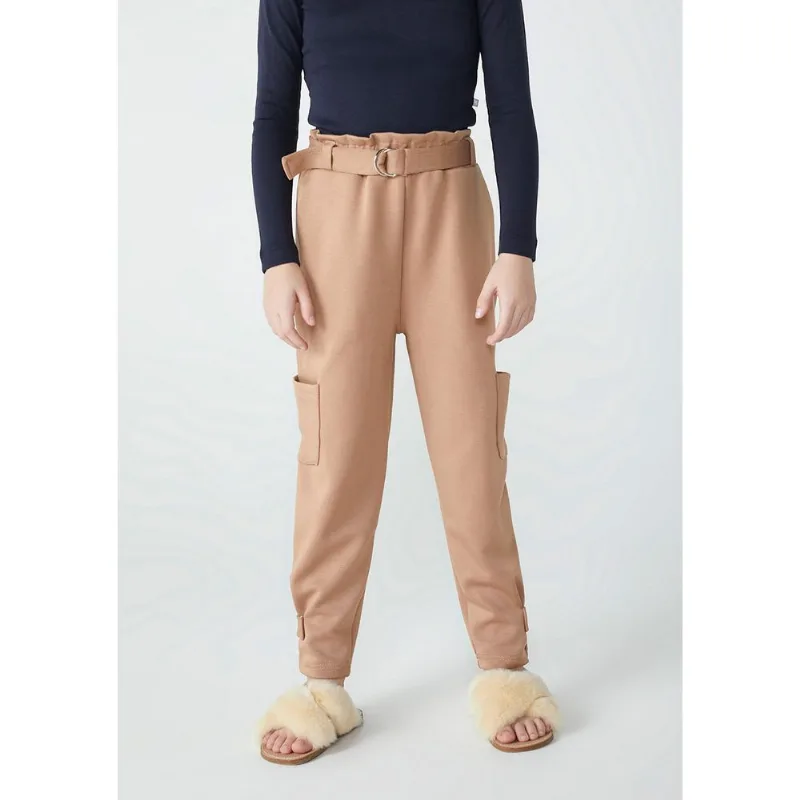 Calça Infantil Menina Clochard Em Moletom - Camelo 010