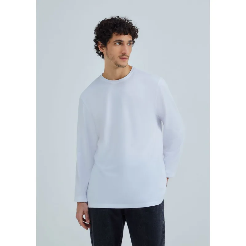 Camiseta Básica Masculina Manga Longa Pima - Branco XG