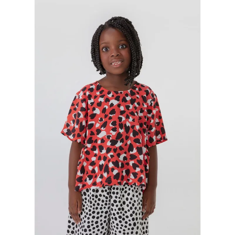 Blusa Infantil Menina Com Estampa Corações Mãe E Filha - Vermelho 002