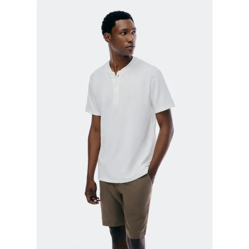 Camiseta Básica Henley Masculina Texturizada - Off white M