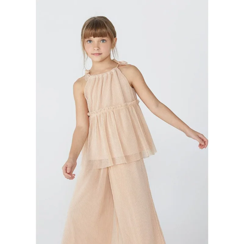 Blusa Bata Infantil Menina Com Tule - Bege 016