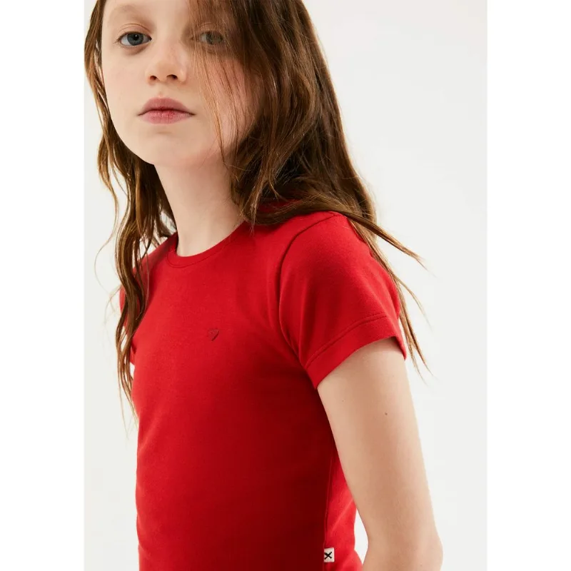 Blusa Básica Infantil Menina Manga Curta Slim - Vermelho 010